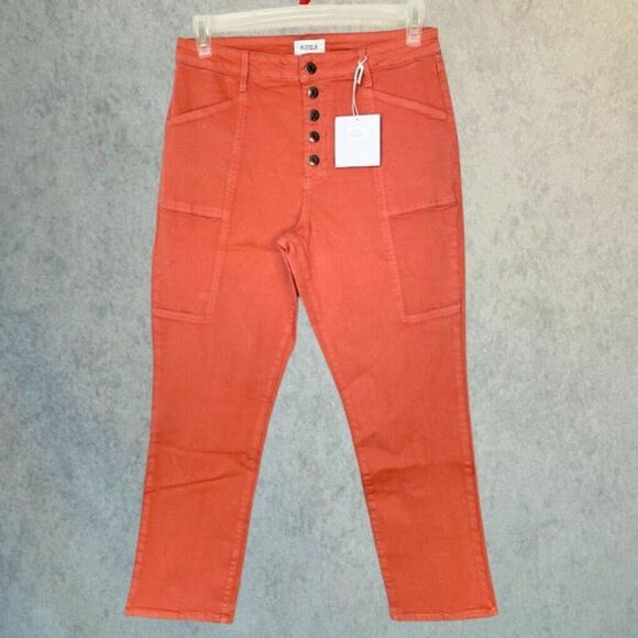 Pistola Red Rock Jeans Womens 31 High Rise Straight Leg Exposed Button Pants - Picture 2 of 14